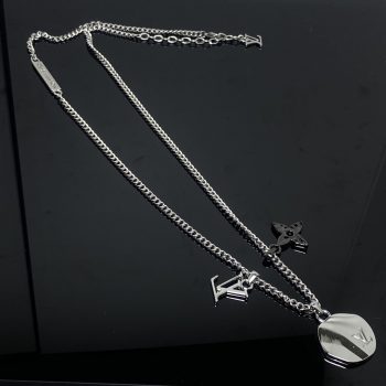 LV Letter and Monogram Pendant Necklace