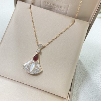 Bvlgari Pink Jade & Mother-of-Pearl Diamond Skirt Necklace