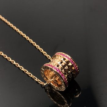 Bvlgari Pink Diamond Rhombus Pendant Necklace