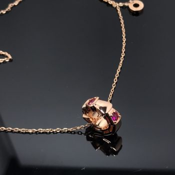 Bvlgari Pink Diamond Serpenti Snakebone Necklace