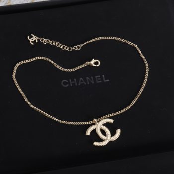 Chanel 24P Gold-Tone Crystal Double C Chain Necklace