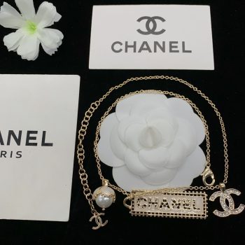 Chanel Gold-Tone Double-Layer Rhinestone Letter Choker Necklace