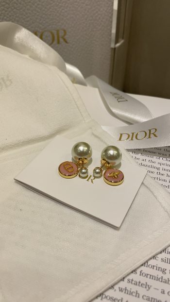 Dior Tribales pink pearl double Ball earrings