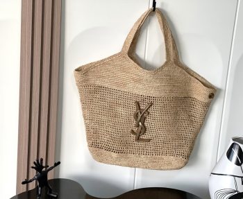 YSL Saint Laurent Straw Tote Bag